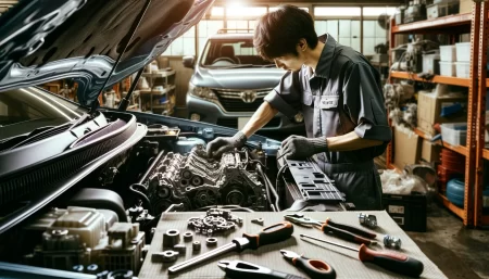 アクセル踏んでも加速しない・ガタガタする車を修理している画像