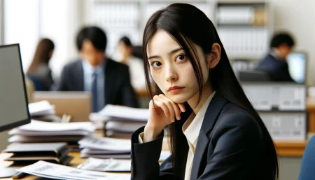 払込取扱票がバーコードなしの場合で疑問を感じている女性の画像