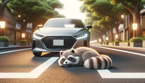 轢かれて死んだ動物にやってはいけないことを示す動物の画像