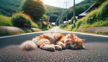 轢かれて死んでしまった猫の画像