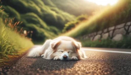 犬が轢かれてしまう画像