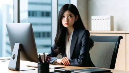 身元保証人を自分で書いてしまったことに悩んでいる女性の画像