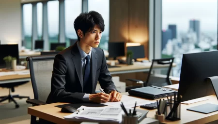 身元保証人を自分で書いてしまったことに悩んでいる男性の画像