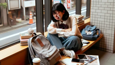 専門中退で人生終わりだと泣いている学生の画像