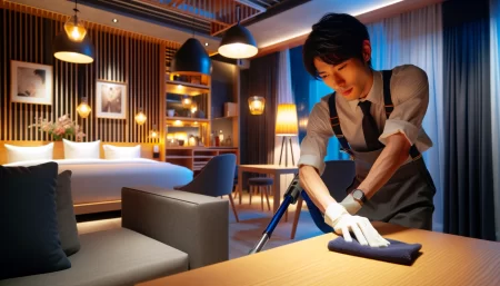 ラブホテルのバイトをしている若い男性