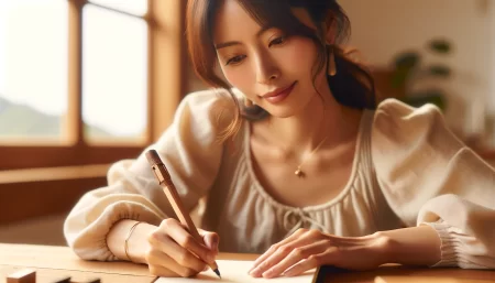 S20シャーペンを使っている女性の画像