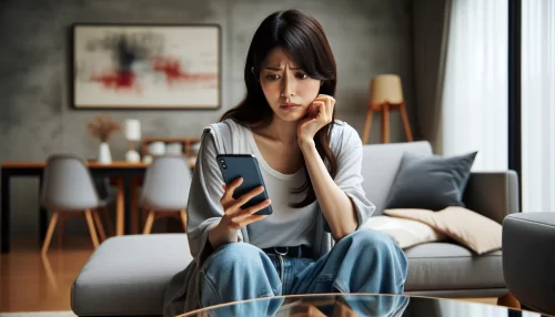 日本平ホテルの予約が取れない理由を調べている女性