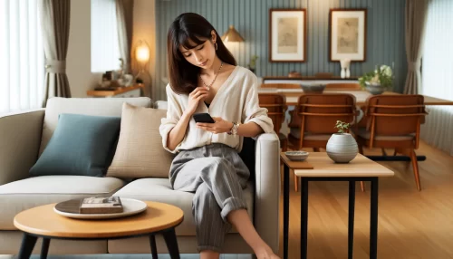 ジュエリーツツミが安い理由を検索する女性の画像