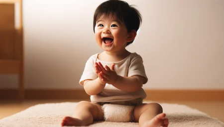 オムツグーンの口コミを気にする赤ちゃんの画像
