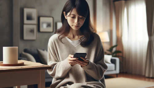 ディアナチュラが安い理由を調べる女性の画像
