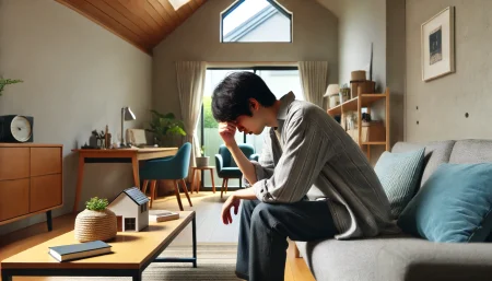 ヘモリンドの口コミを検索する男性の画像