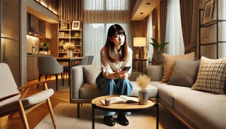 ESTAで前歴がバレるかをチェックする女性の画像