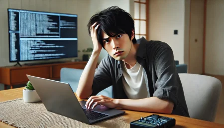ゲームテスター正社員がきついかを調べる男性の画像