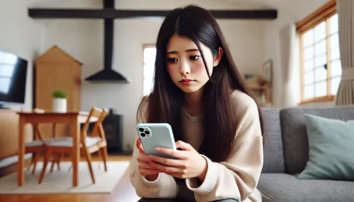 マッチングアプリで質問に答えるだけの男に困っている女性の画像