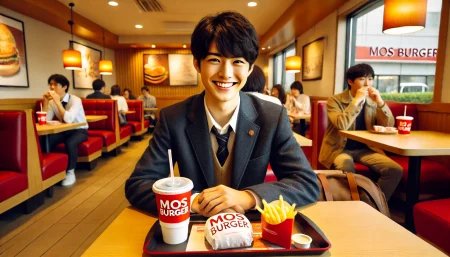 モスバーガーで何時間も勉強する中学生の画像