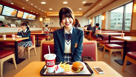 モスバーガーやカフェで勉強する人の画像